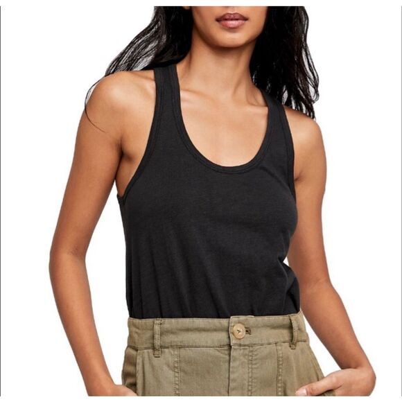 NEW Free People Tee Off Tank Top Bodysuit size S Black Intimately - Picture 3 of 10